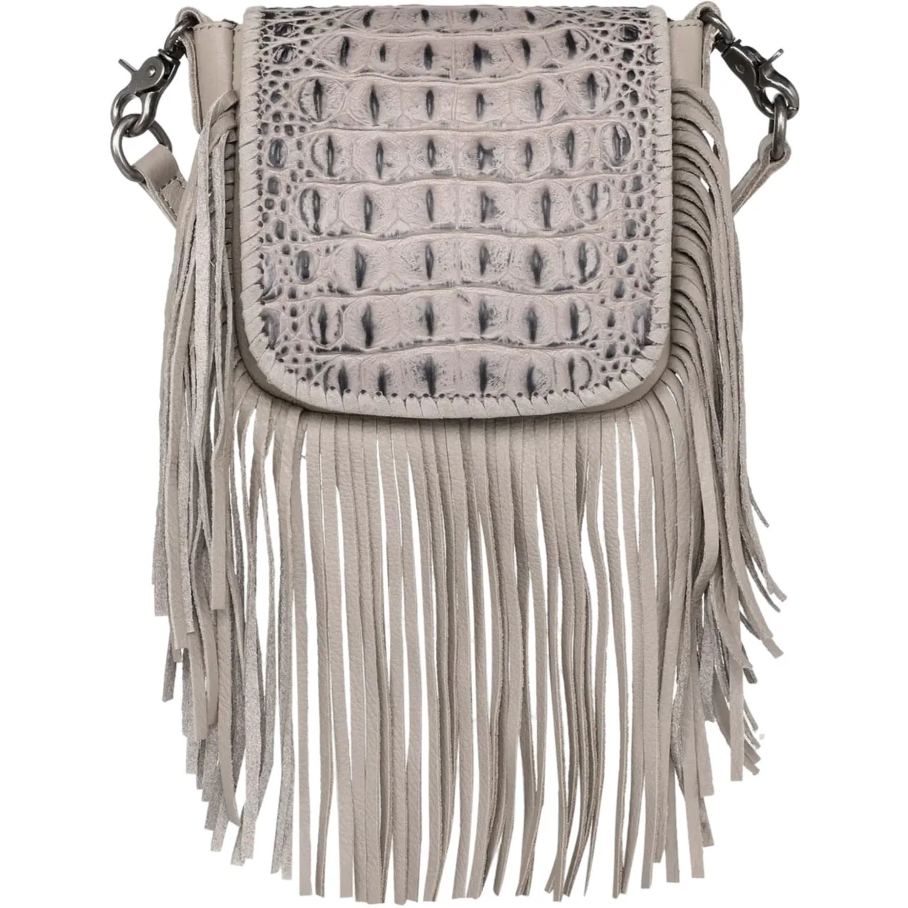 Montana West - Womens Genuine Leather Tooled Collection Fringe Crossbody Bag - Image 8