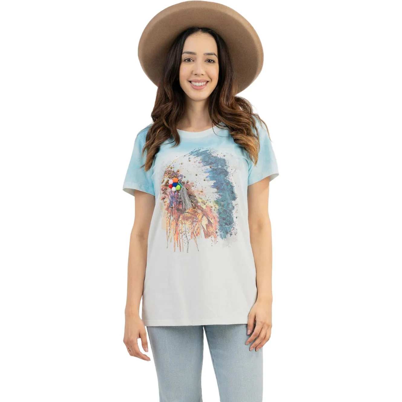 Montana West - Womens Mineral Wash “Tribe” Graphic Short Sleeve T-Shirt