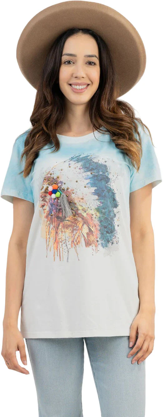 Montana West - Womens Mineral Wash “Tribe” Graphic Short Sleeve T-Shirt - Image 2