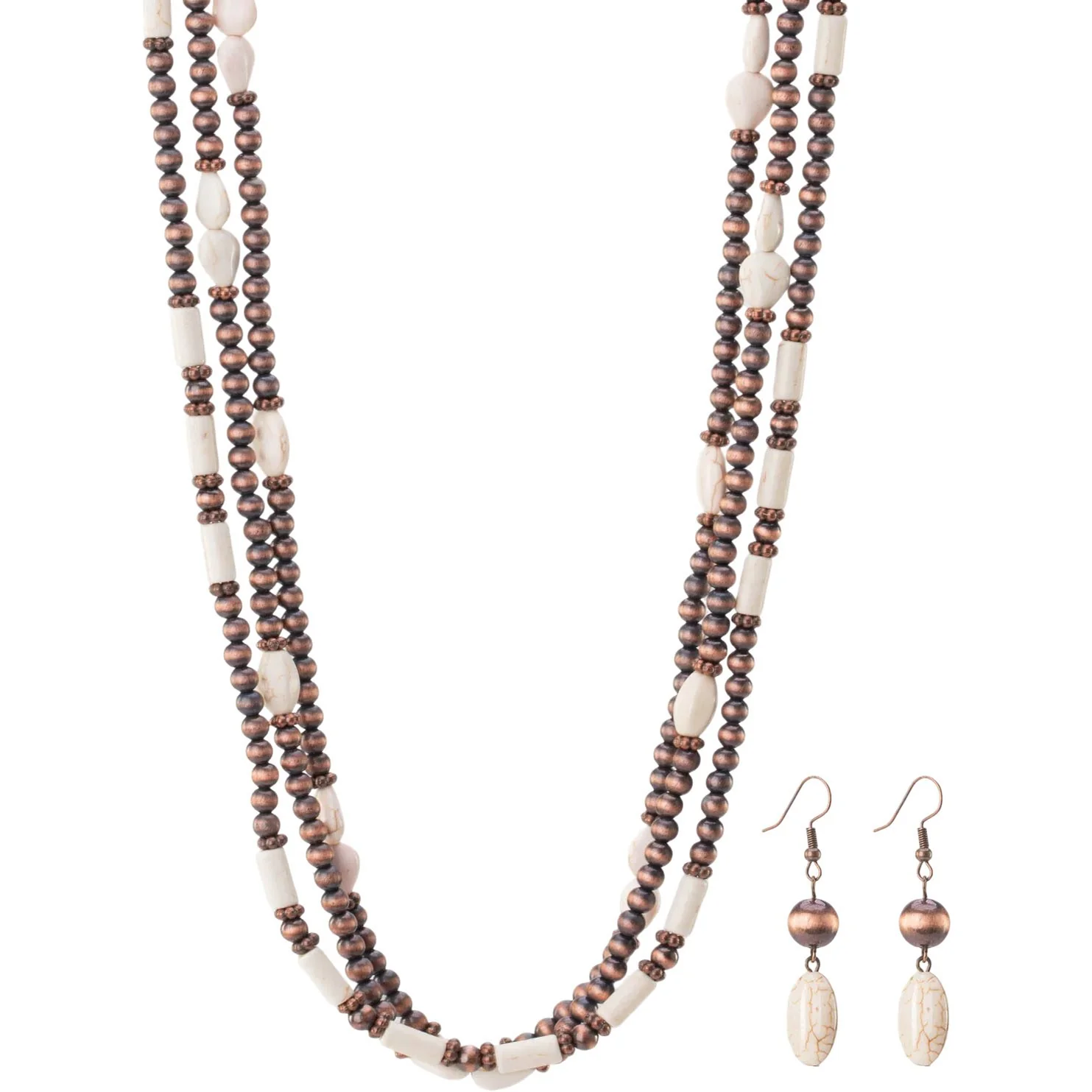 Montana West - Womens Turquoise Beaded Layered Necklace Earrings Set - Image 3
