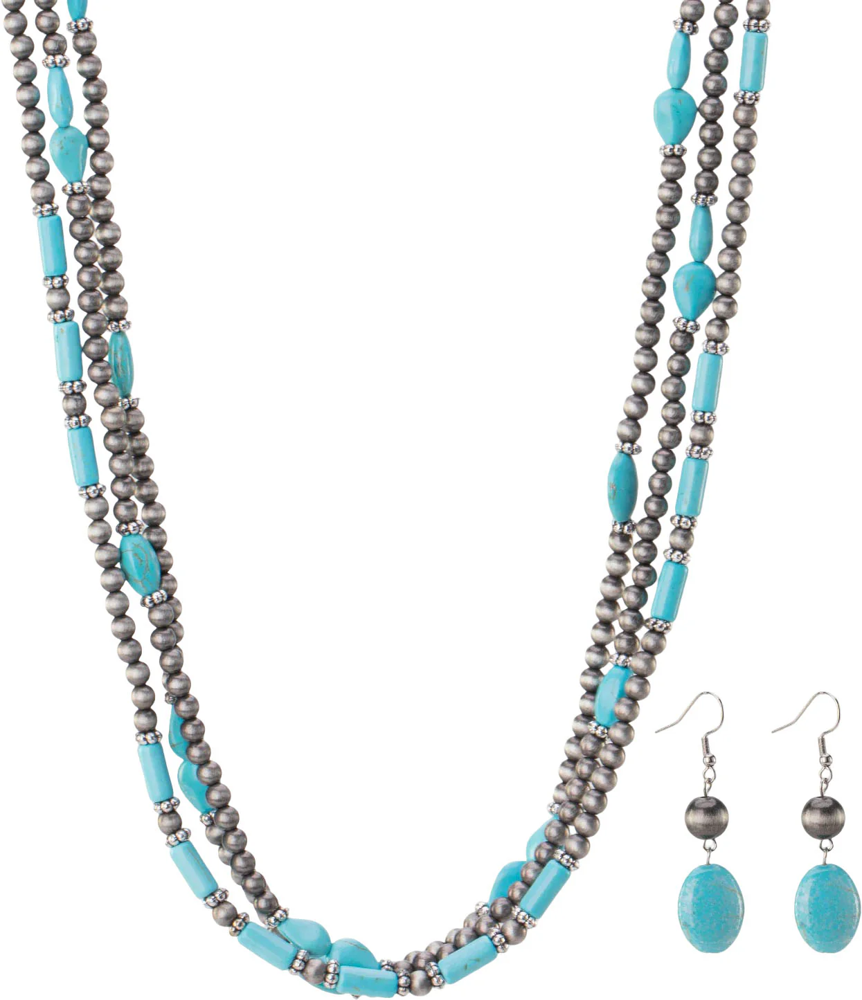 Montana West - Womens Turquoise Beaded Layered Necklace Earrings Set - Image 5