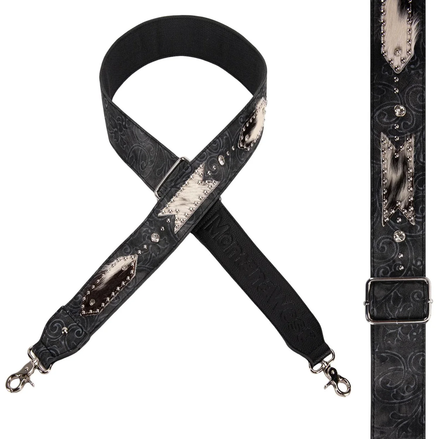 Montana West - Womens Western Guitar Style Tooled Cowhide Crossbody Strap