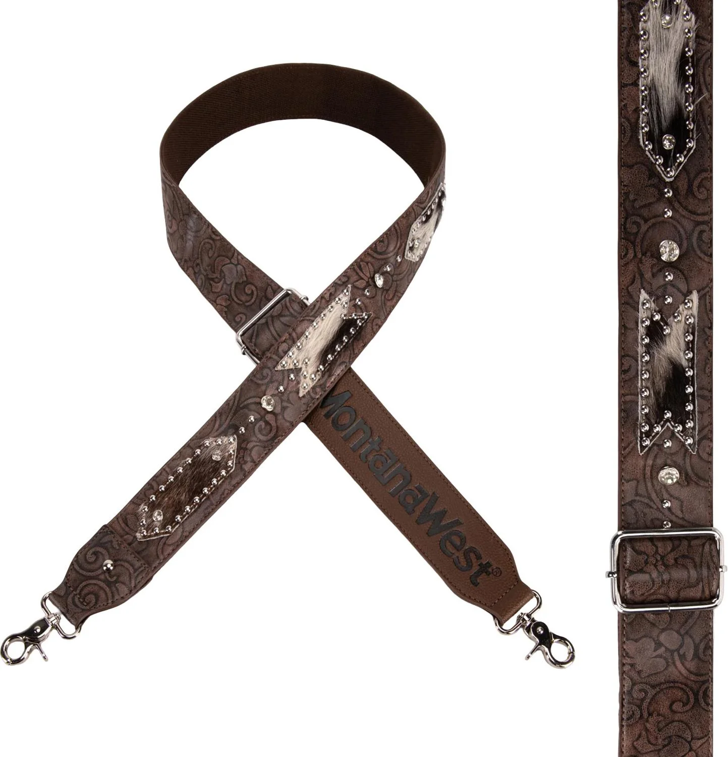 Montana West - Womens Western Guitar Style Tooled Cowhide Crossbody Strap - Image 6