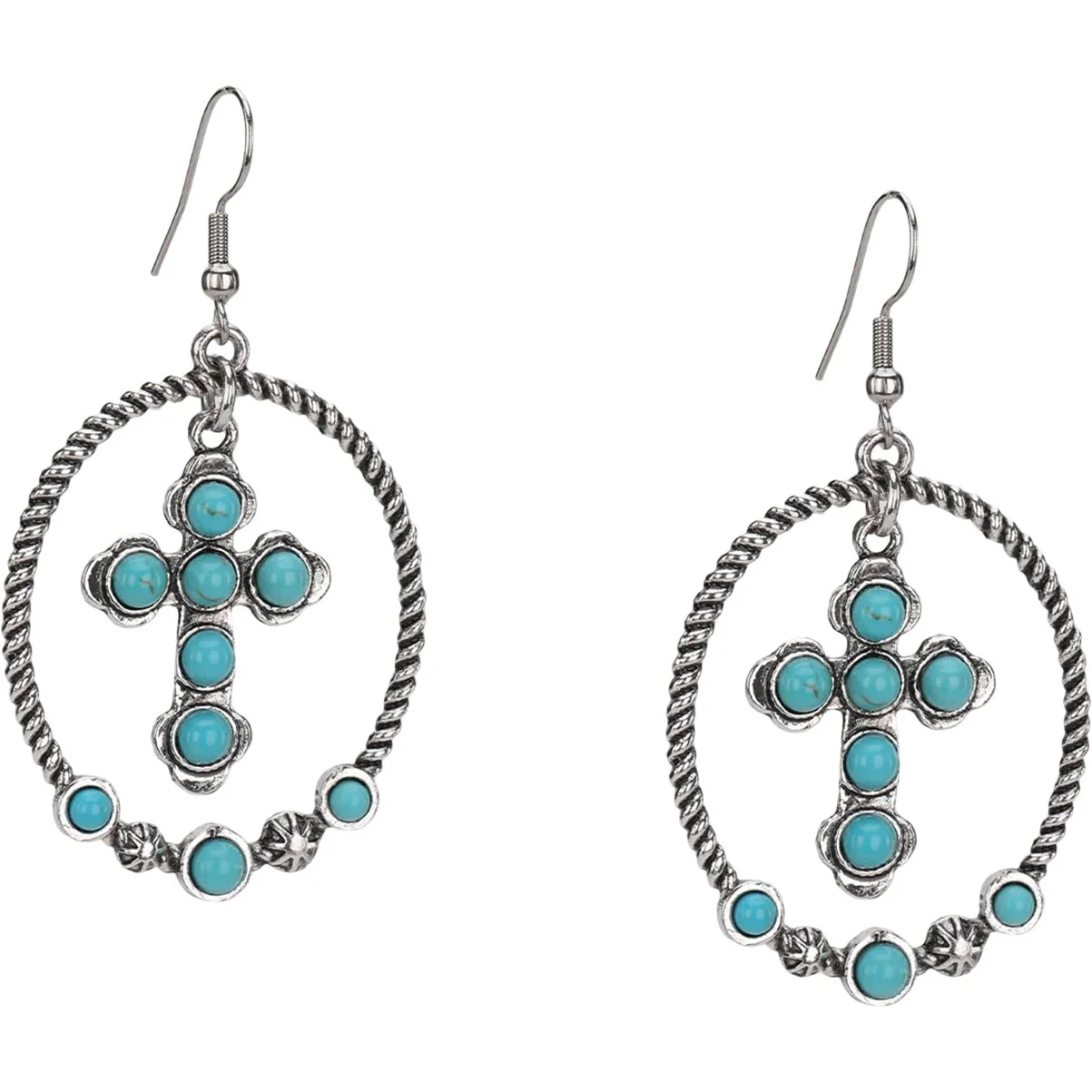 Montana West - Womens Western Stone Cross Hoop Earring