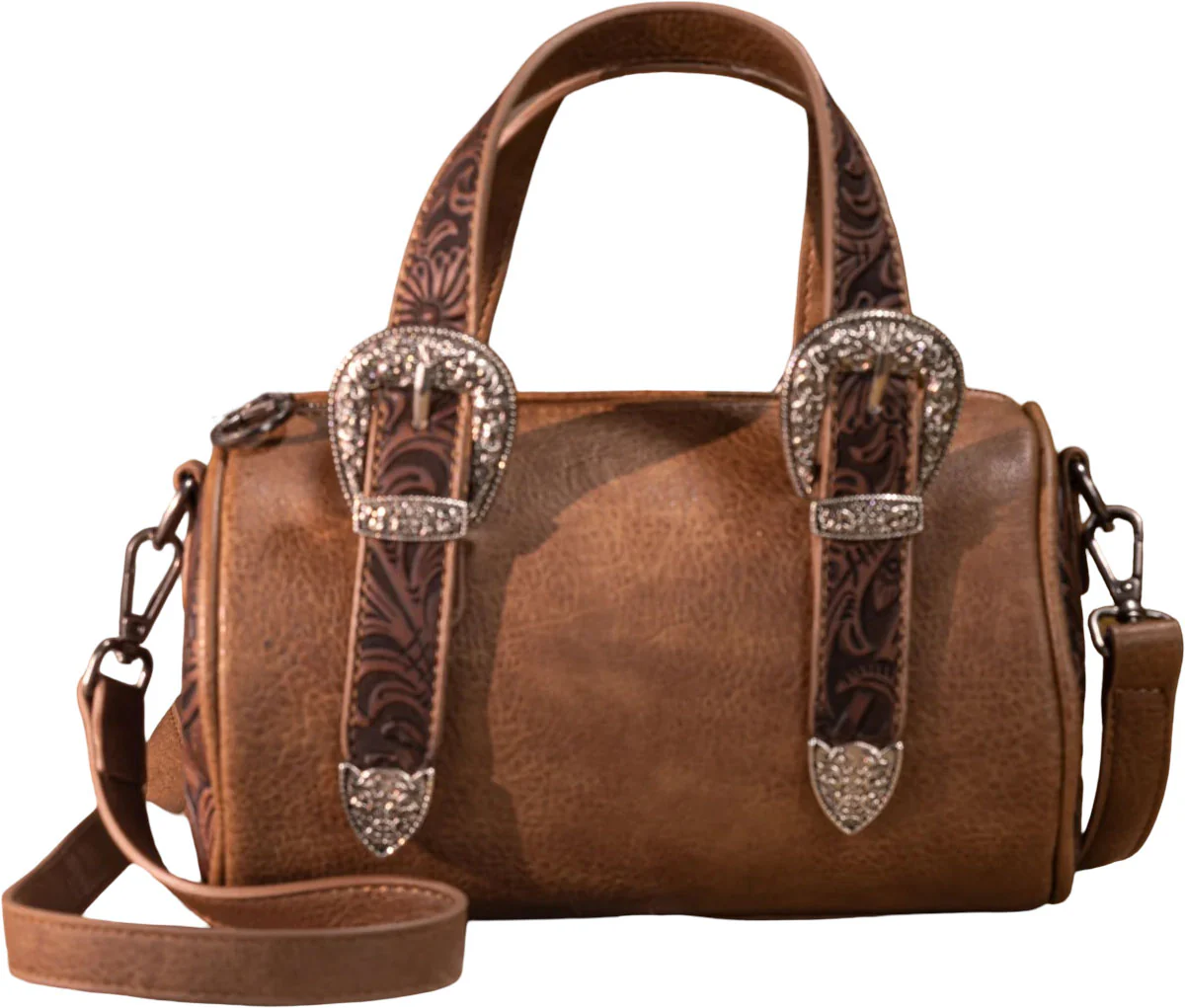Montana West - Womens Western Tooled Buckle Collection Mini Barrel Crossbody Bag - Image 8
