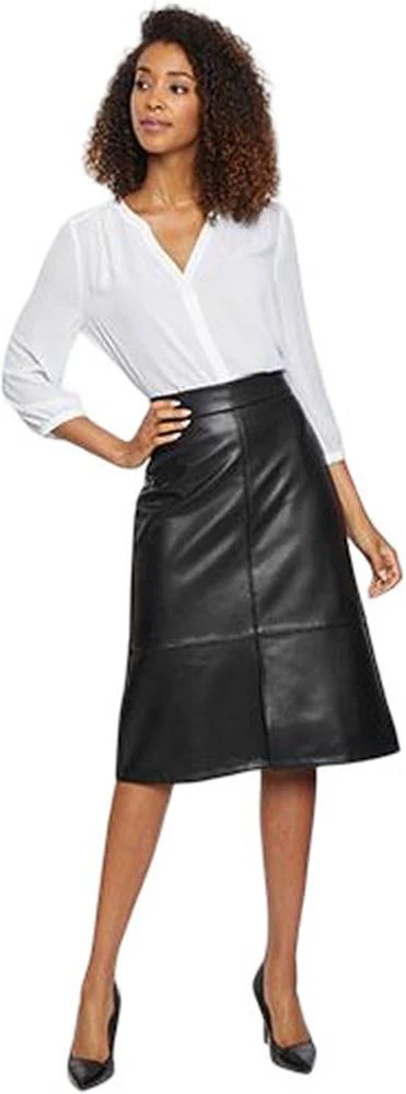 NYDJ - Womens Faux Leather A-Line Skirt - Image 3