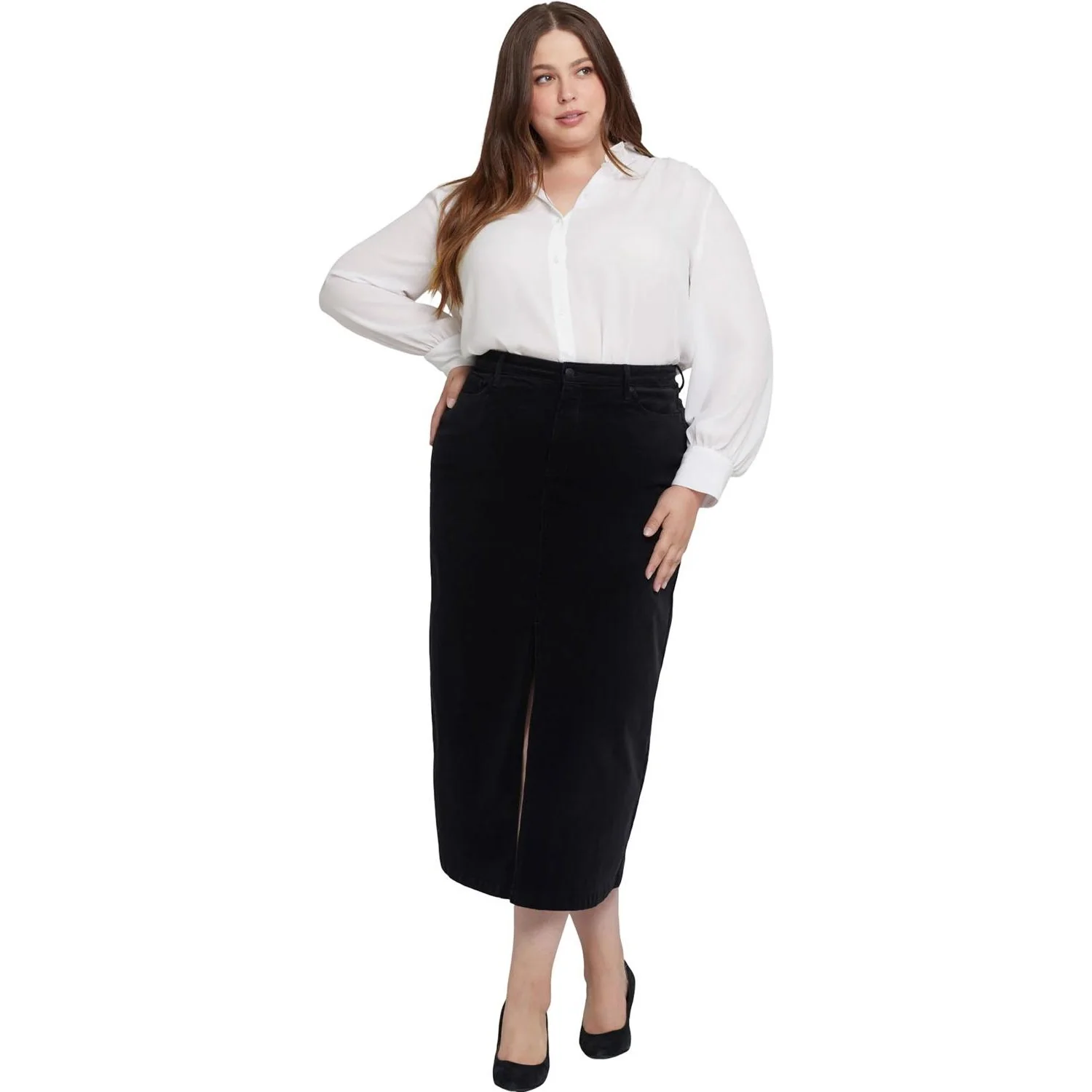 NYDJ - Womens High Rise Long Skirt In Plus Size