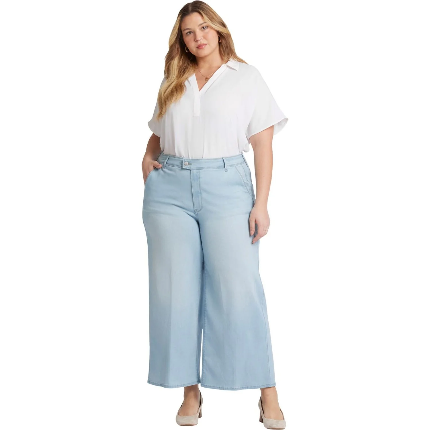 NYDJ - Womens Mona Wide Leg Trouser Ankle Jeans In Plus Size
