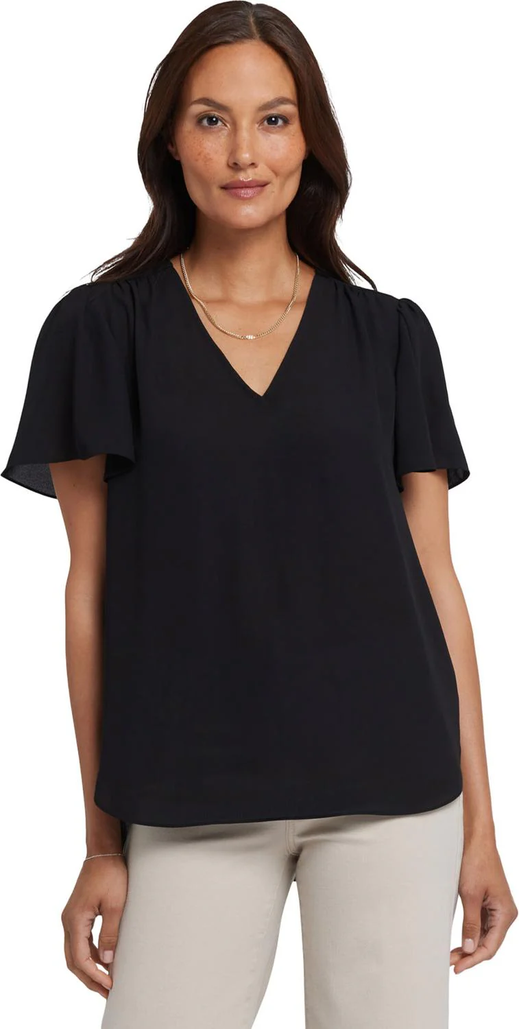 NYDJ - Womens Pleated Flutter Sleeved Blouse - Image 3