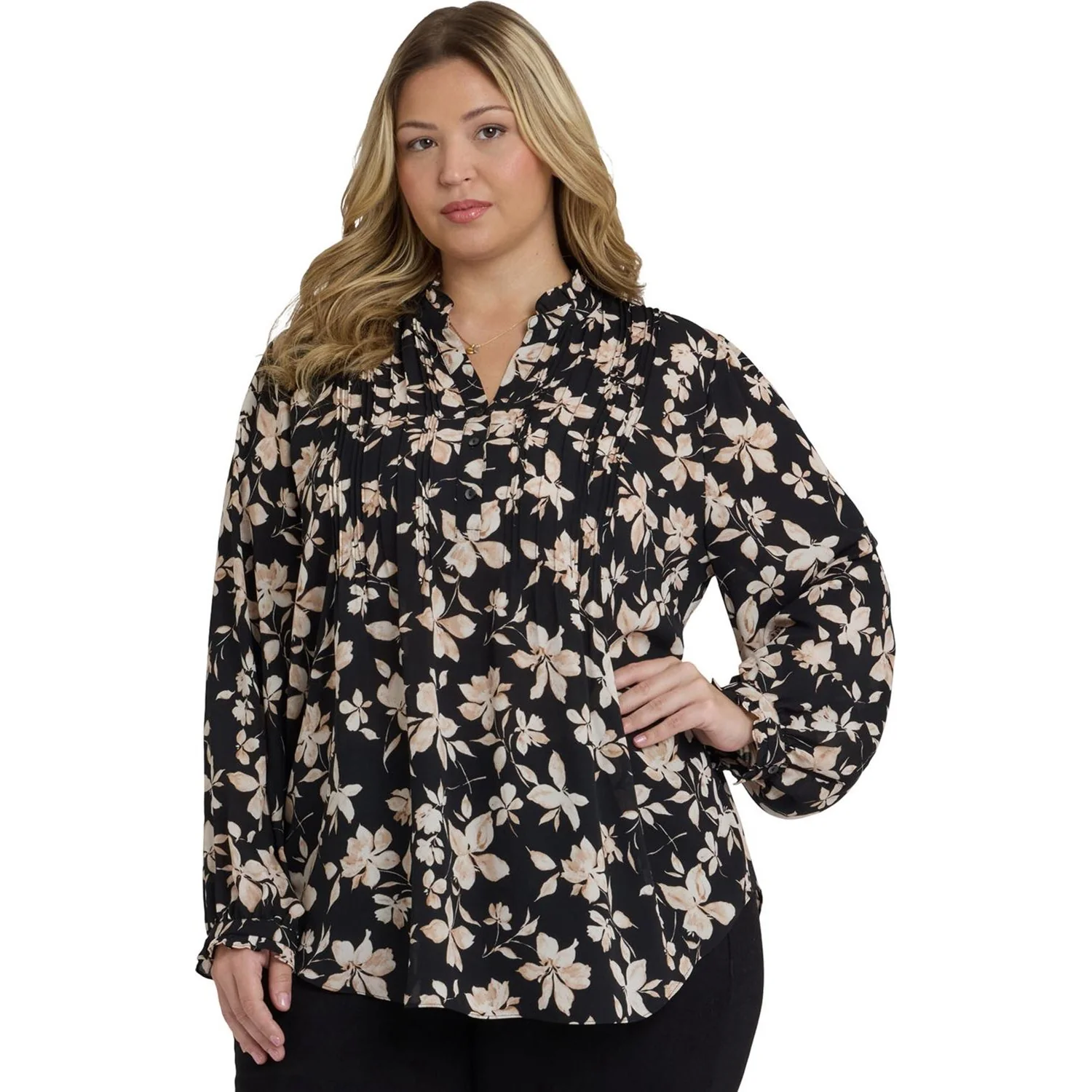 NYDJ - Womens Pleated Front Tunic In Plus Size