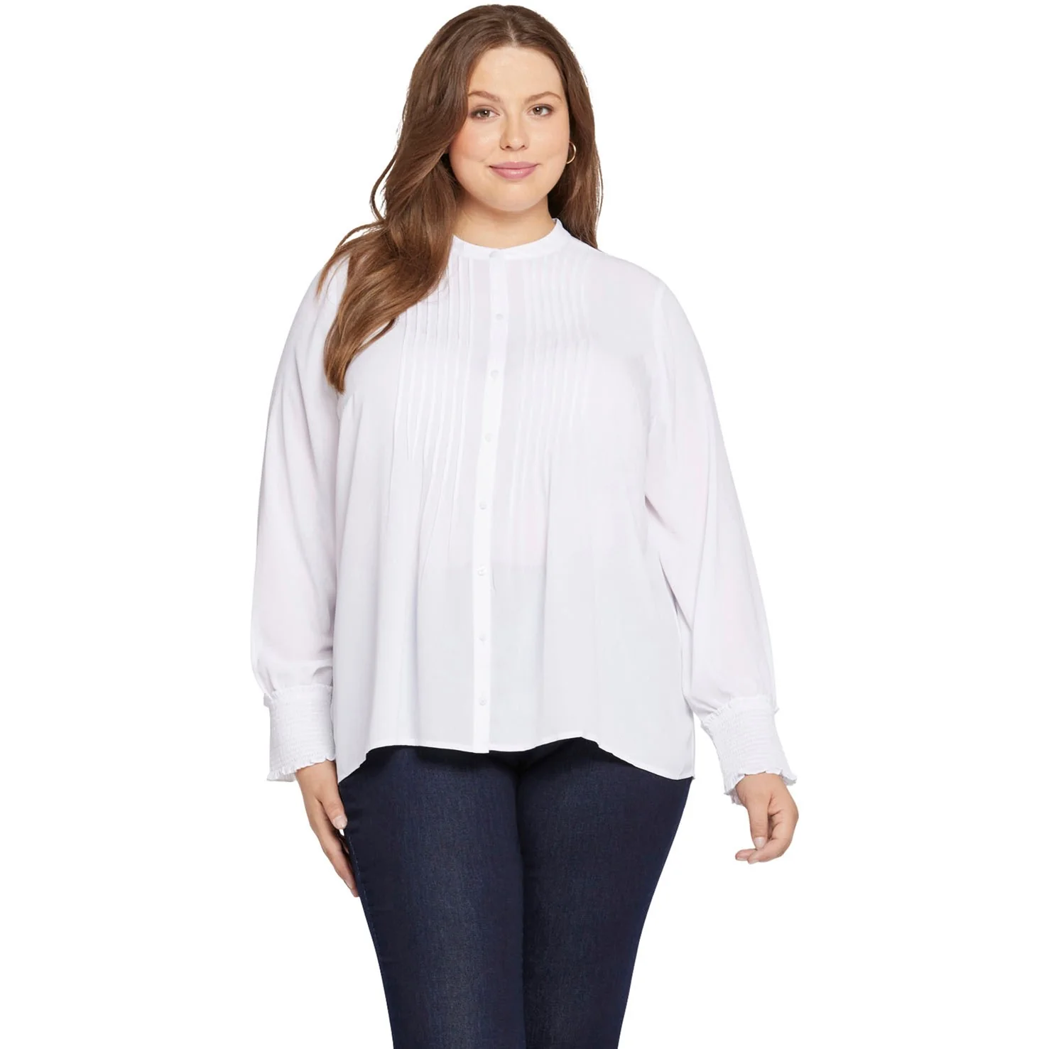 NYDJ - Womens Pleated Peasant Blouse In Plus Size