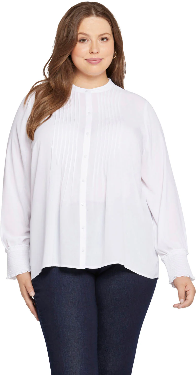 NYDJ - Womens Pleated Peasant Blouse In Plus Size - Image 2