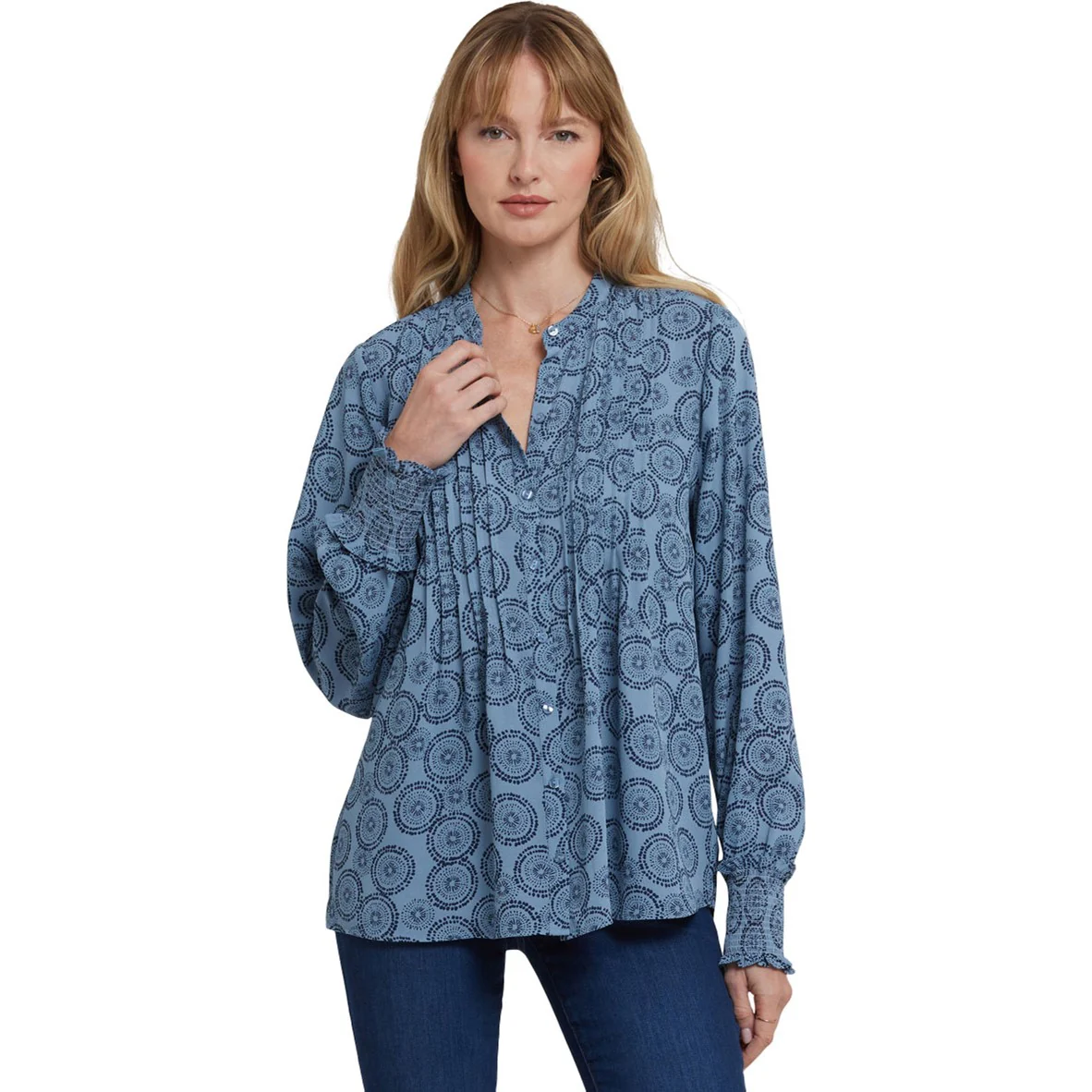 NYDJ - Womens Pleated Peasant Blouse - Image 5