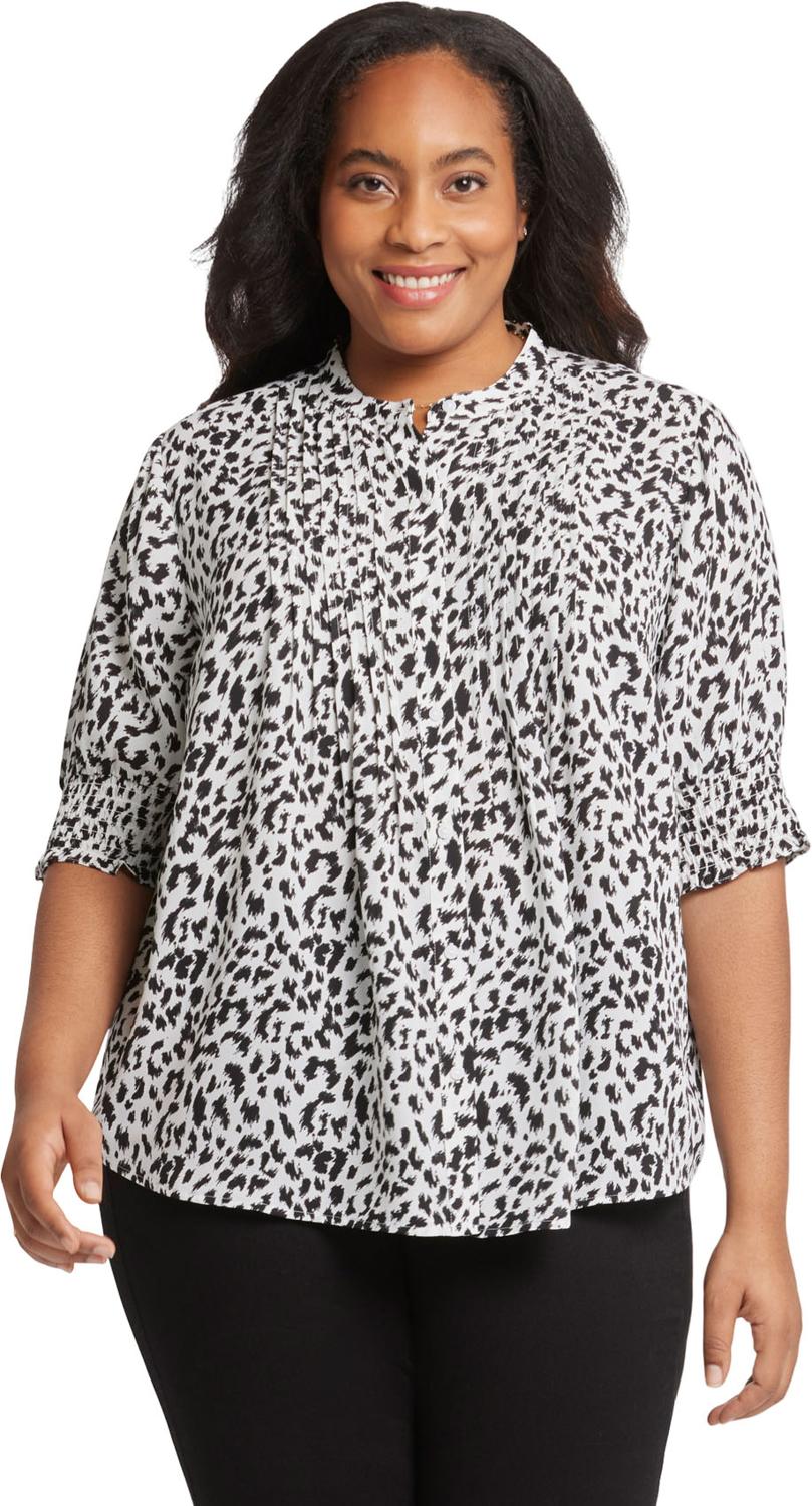 NYDJ - Womens Pleated Short Sleeved Blouse In Plus Size - Image 3