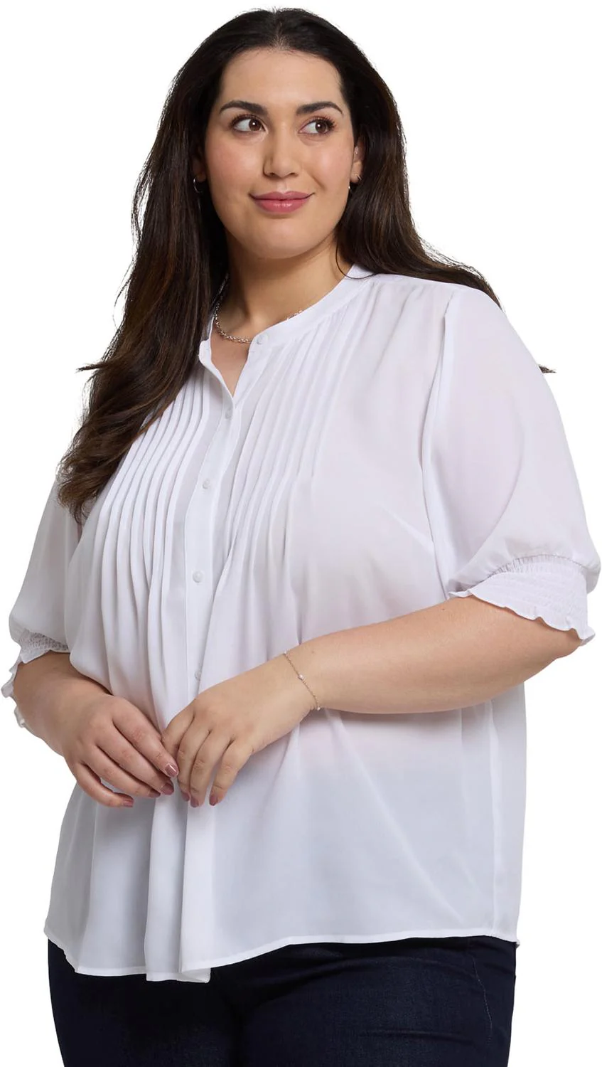 NYDJ - Womens Pleated Short Sleeved Blouse In Plus Size - Image 4