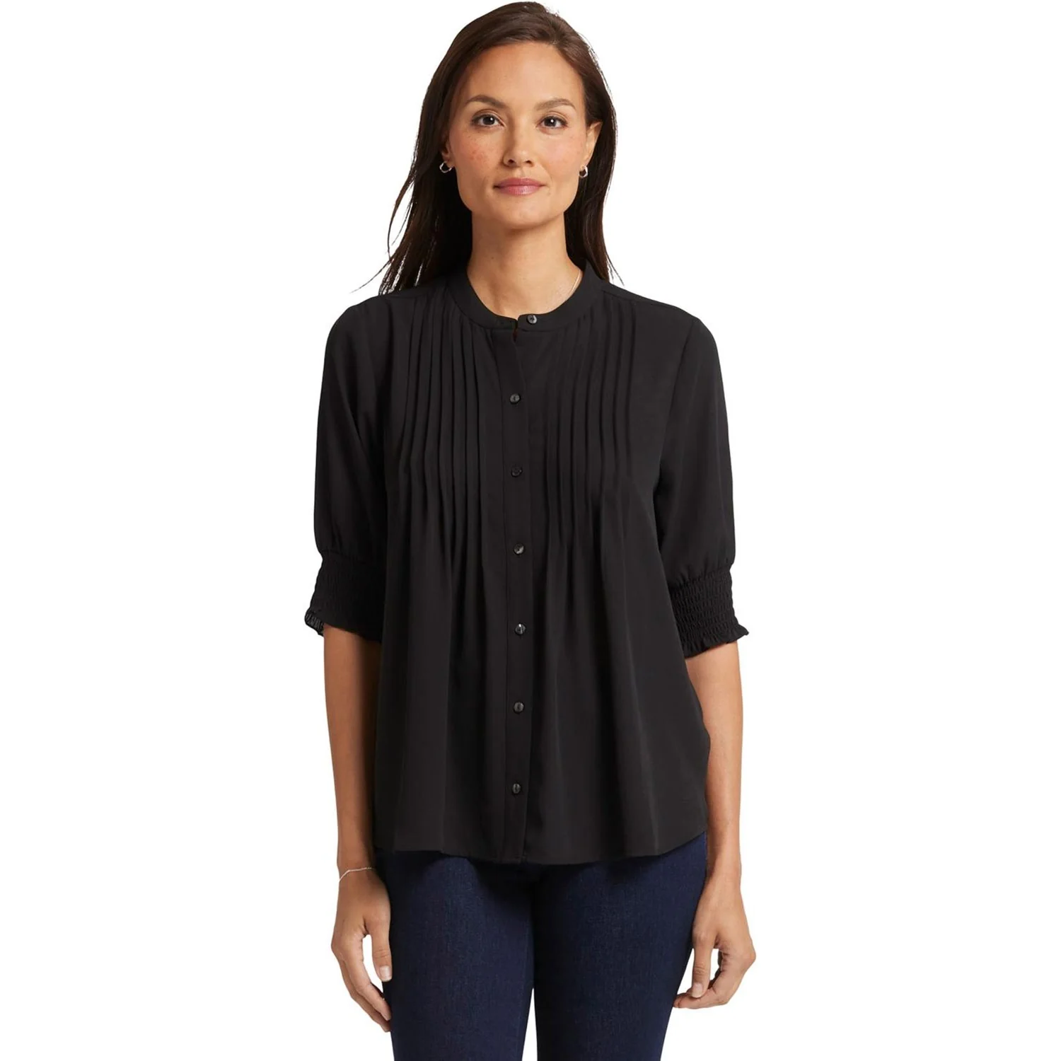 NYDJ - Womens Pleated Short Sleeved Blouse