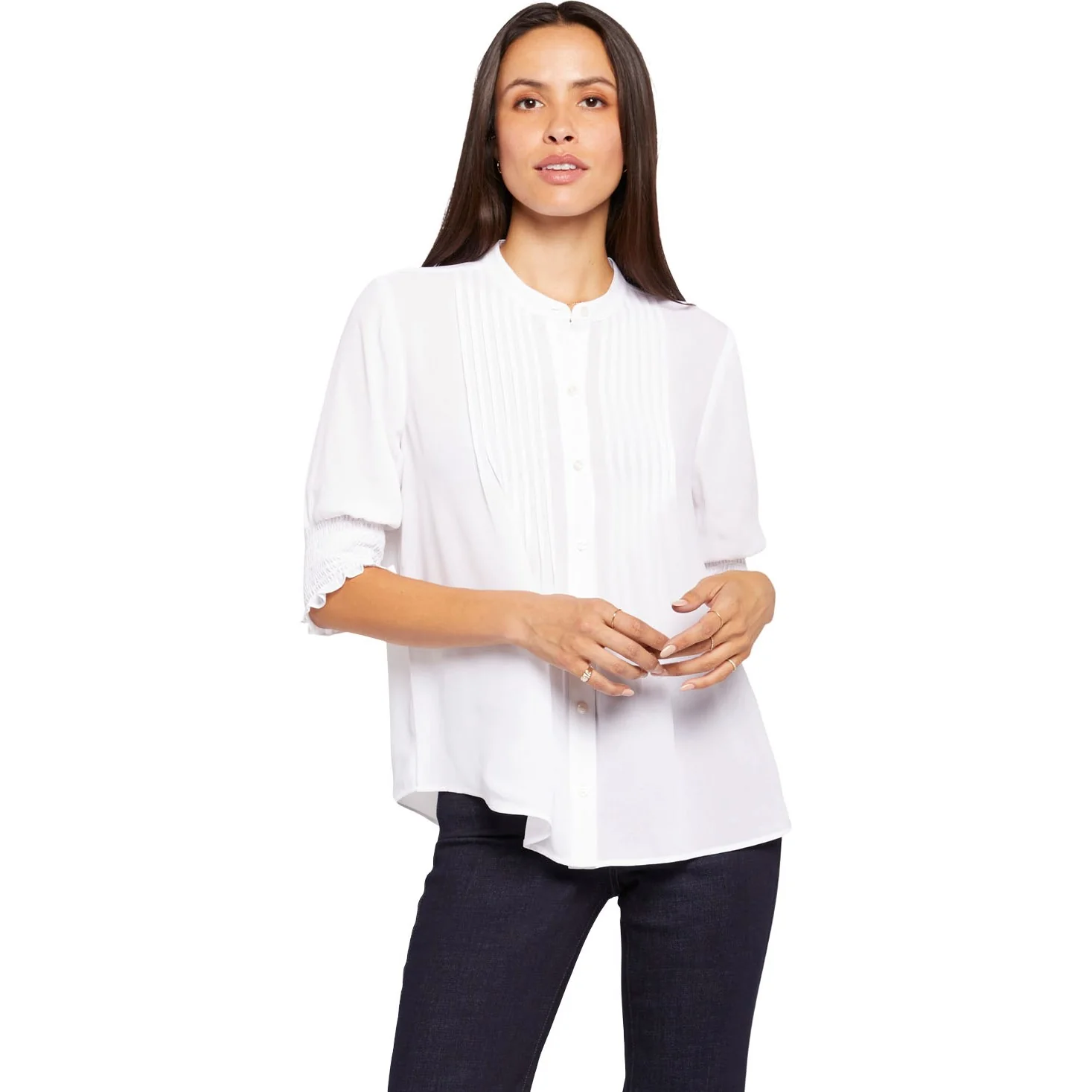 NYDJ - Womens Pleated Short Sleeved Blouse - Image 2