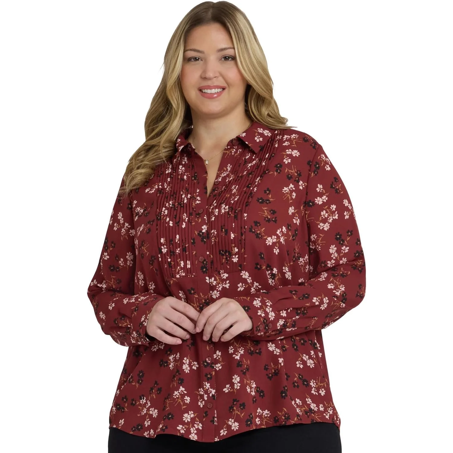NYDJ - Womens Plus Size Tuxedo Blouse - Image 2