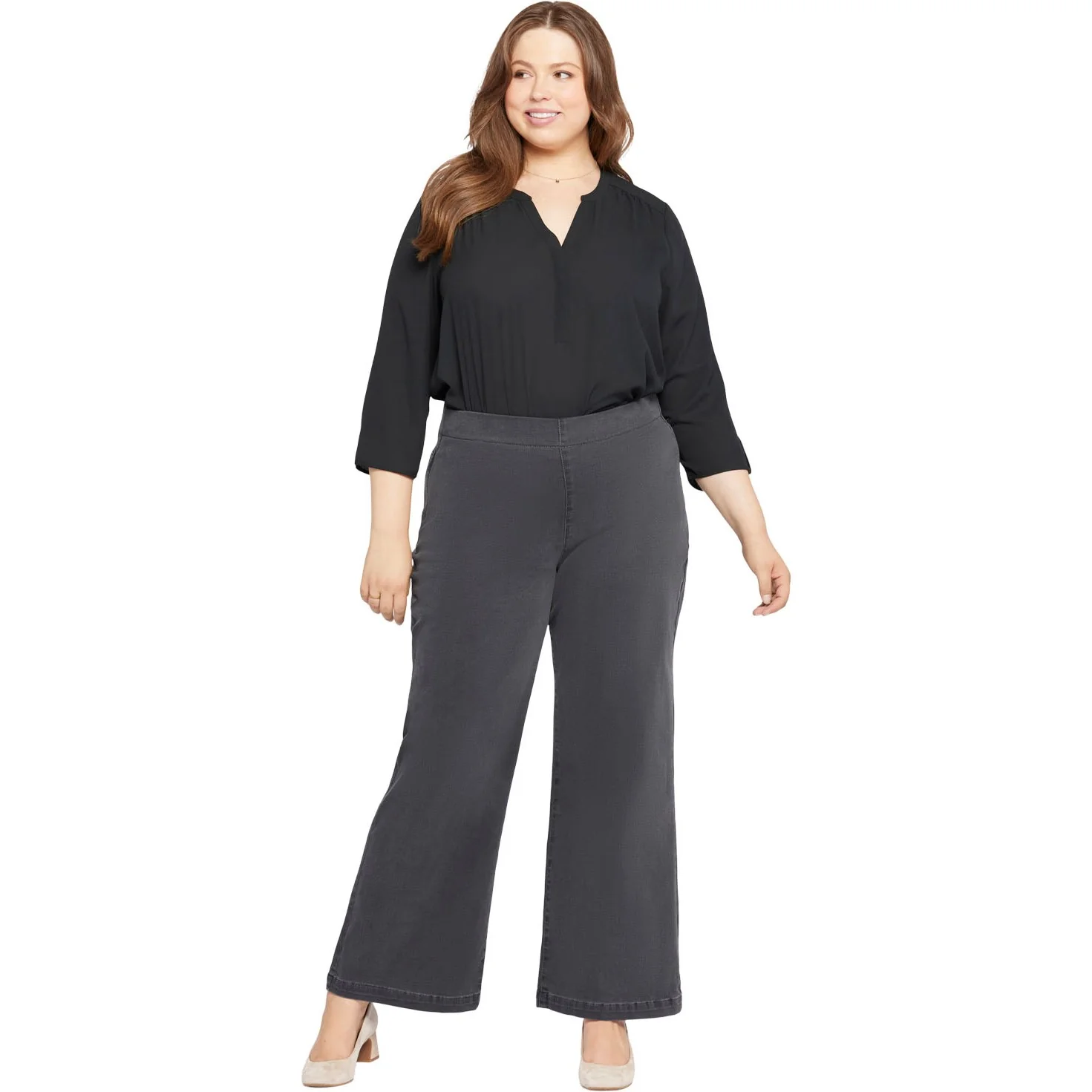 NYDJ - Womens Pull-On Teresa Wide Leg Jeans
