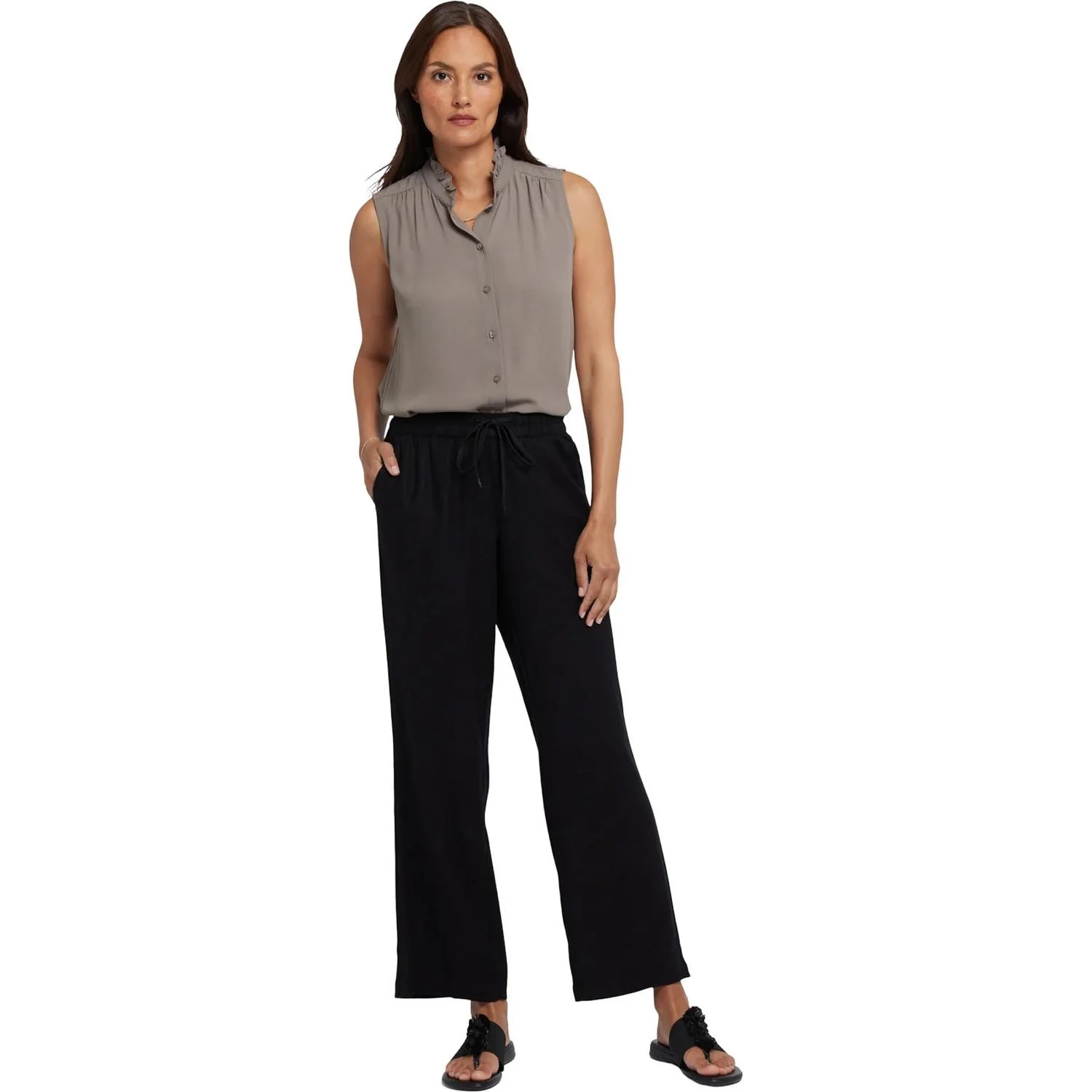 NYDJ - Womens Relaxed Drawstring Pull-On Pants - Image 3