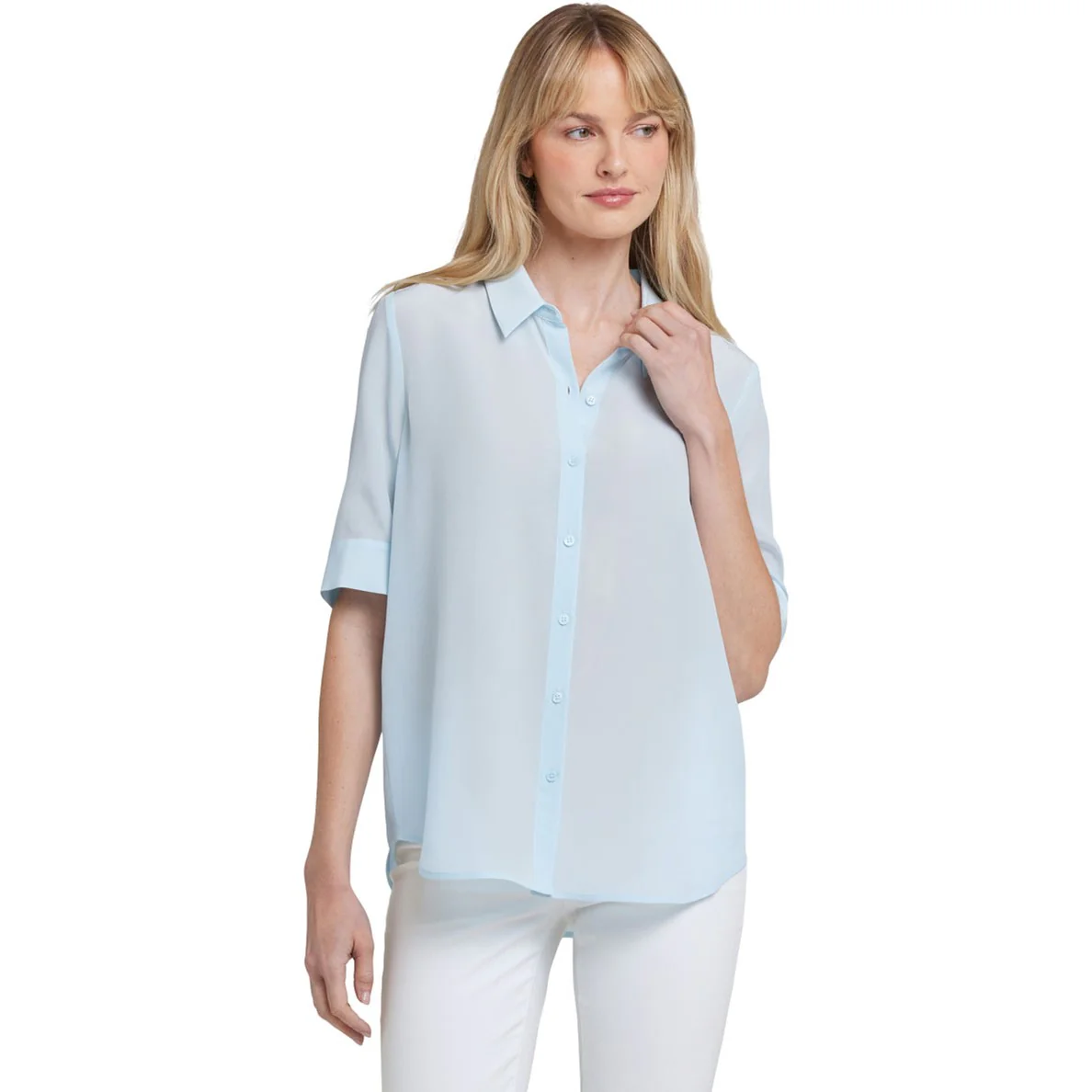 NYDJ - Womens Riley Silk Elbow Sleeved Blouse - Image 2