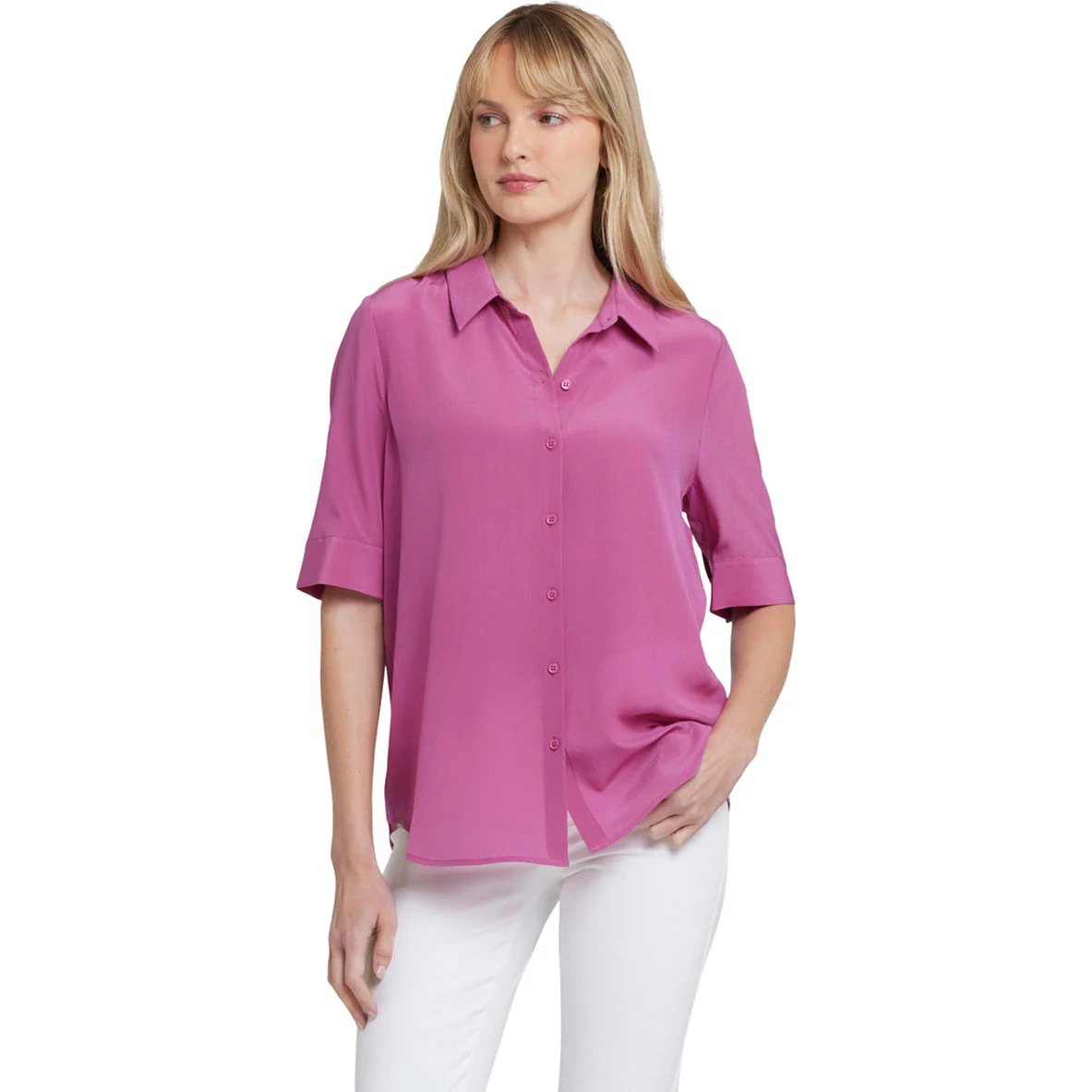 NYDJ - Womens Riley Silk Elbow Sleeved Blouse - Image 4