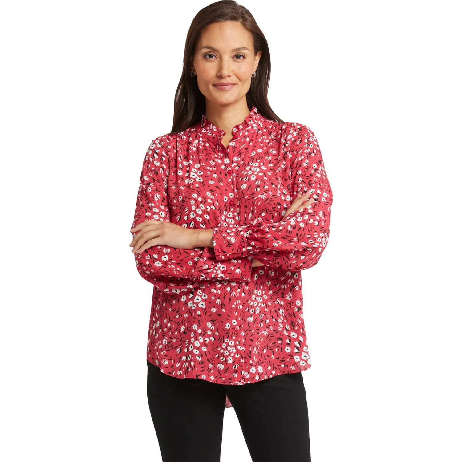 NYDJ - Womens Ruffle Neck Blouse - Image 2