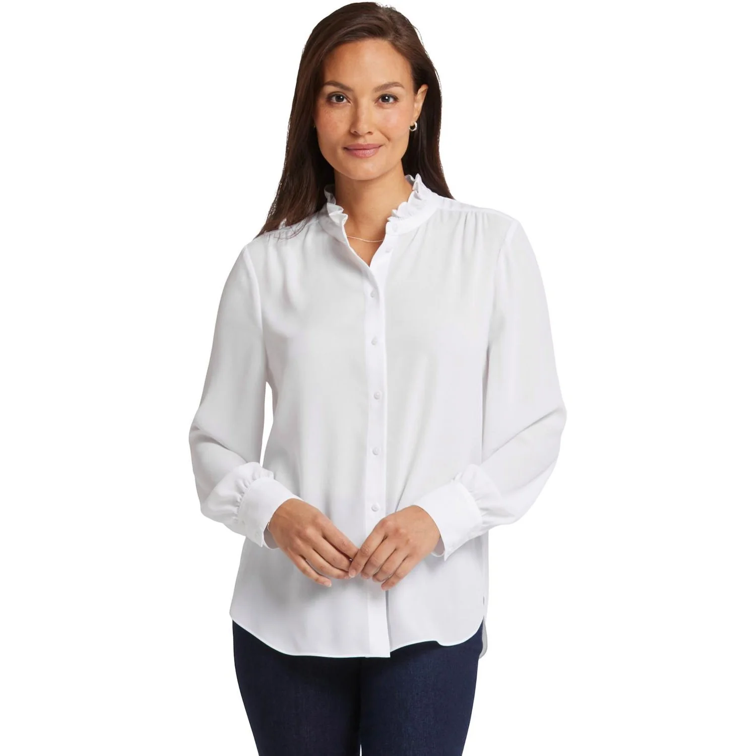 NYDJ - Womens Ruffle Neck Blouse - Image 3