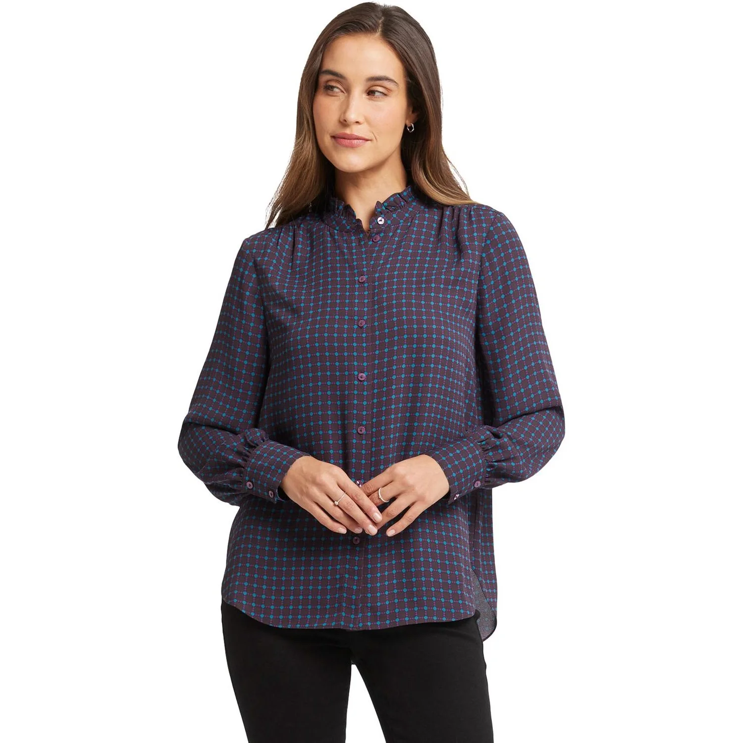 NYDJ - Womens Ruffle Neck Blouse - Image 4