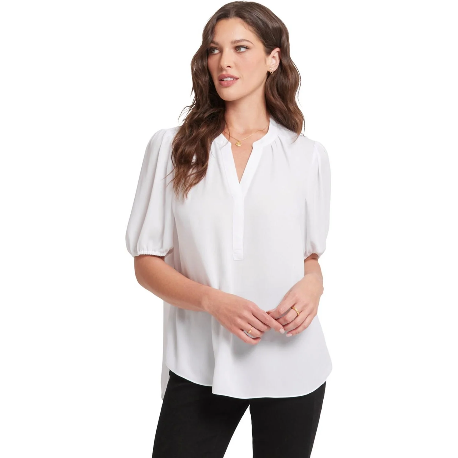 NYDJ - Womens Short Puff Sleeve Popover Top - Image 3