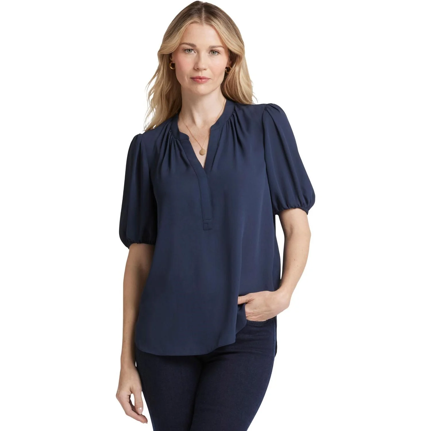 NYDJ - Womens Short Puff Sleeve Popover Top - Image 4