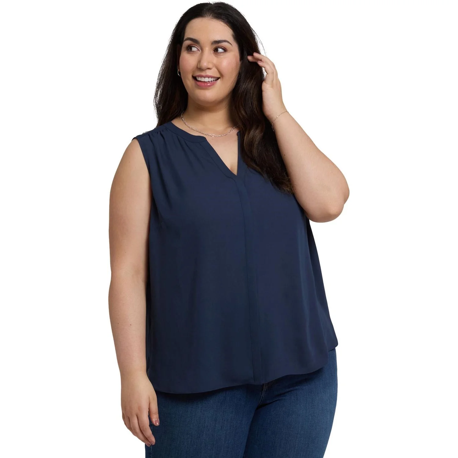 NYDJ - Womens Sleeveless Pintuck Blouse In Plus Size - Image 3