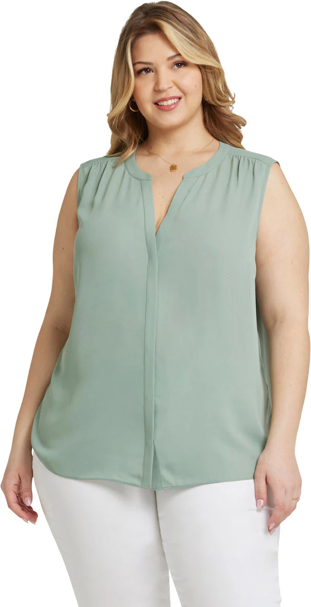 NYDJ - Womens Sleeveless Pintuck Blouse In Plus Size - Image 5