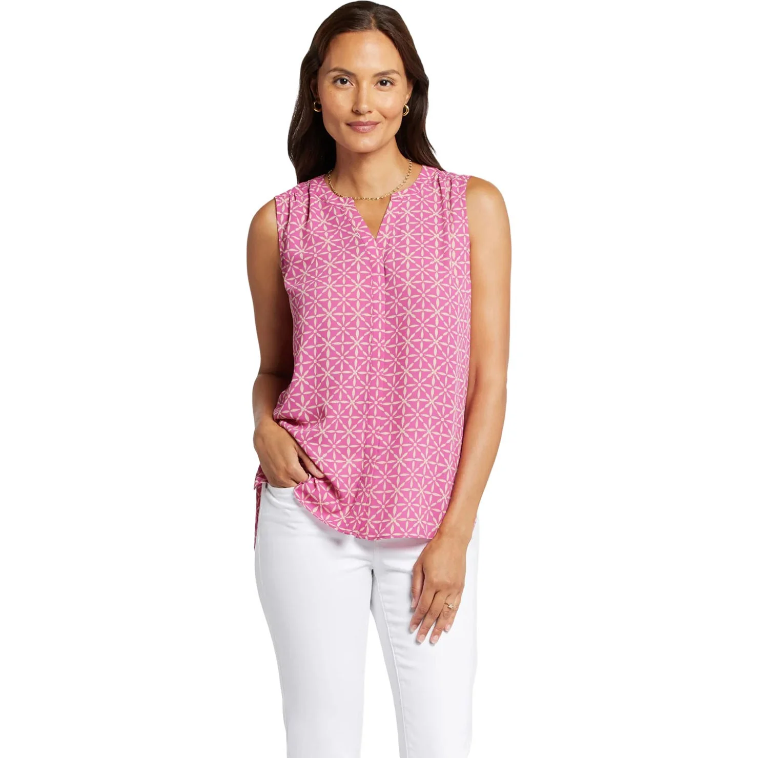 NYDJ - Womens Sleeveless Pintuck Blouse - Image 6