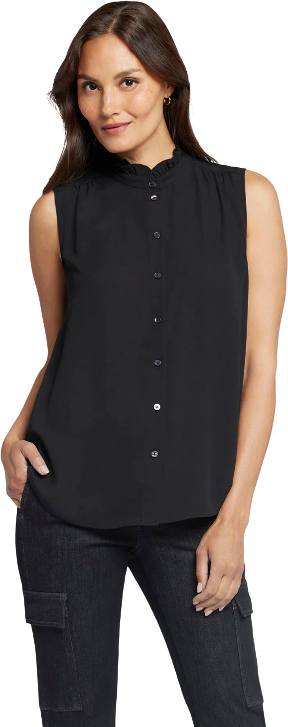 NYDJ - Womens Sleeveless Ruffle Neck Blouse - Image 3