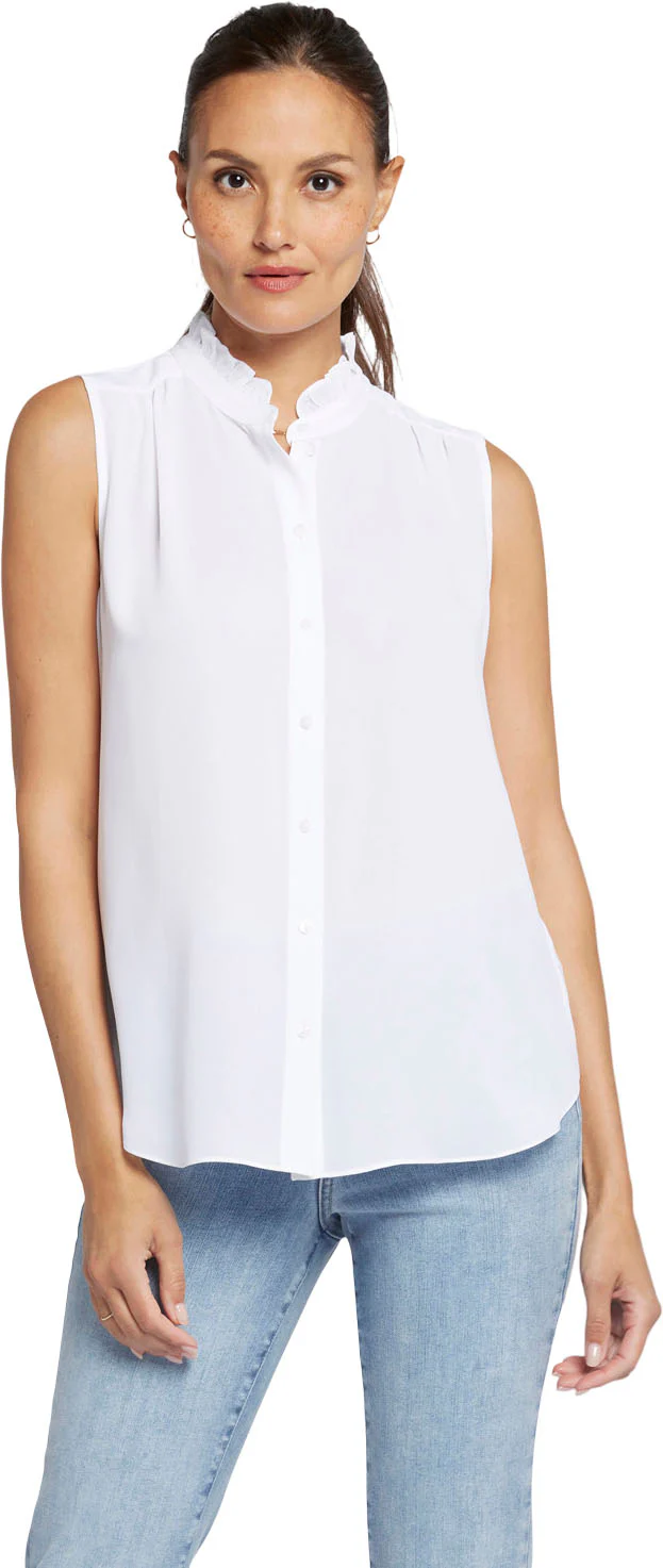NYDJ - Womens Sleeveless Ruffle Neck Blouse - Image 4