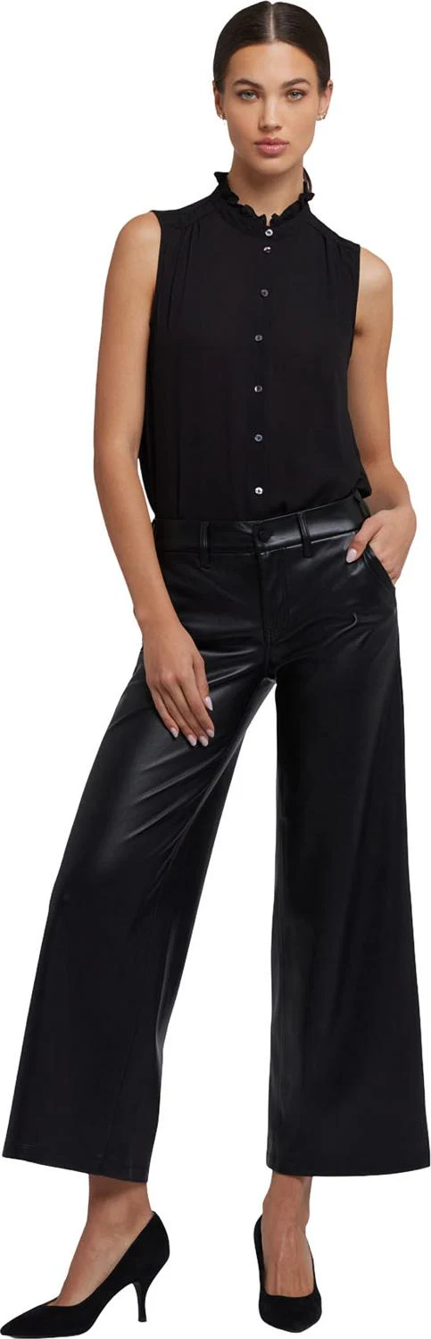 NYDJ - Womens Vegan Stretch Leather Wide Leg Trouser Pants - Image 3