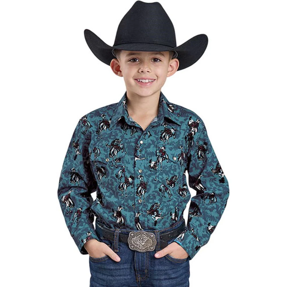 Roper - Boys Allover Print Long Sleeve Western Shirt