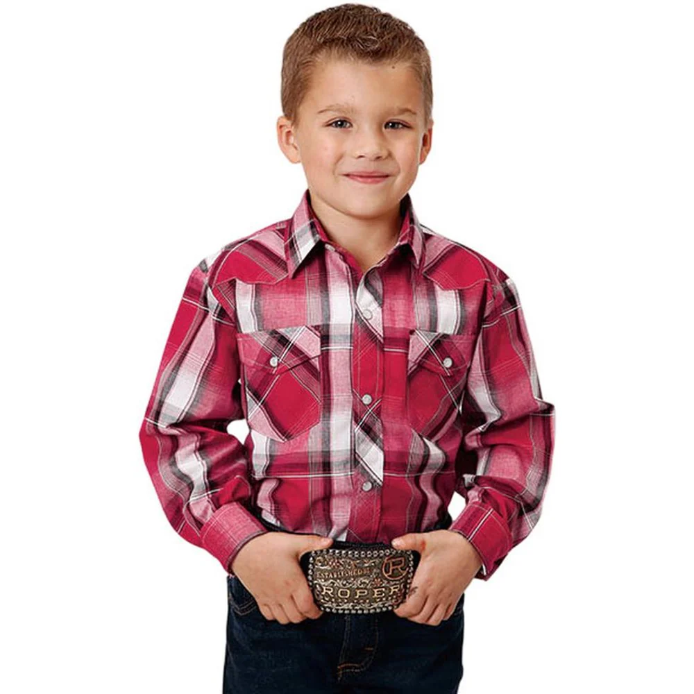 Roper - Boys Karman Classics Plaid Long Sleeve Western Shirt