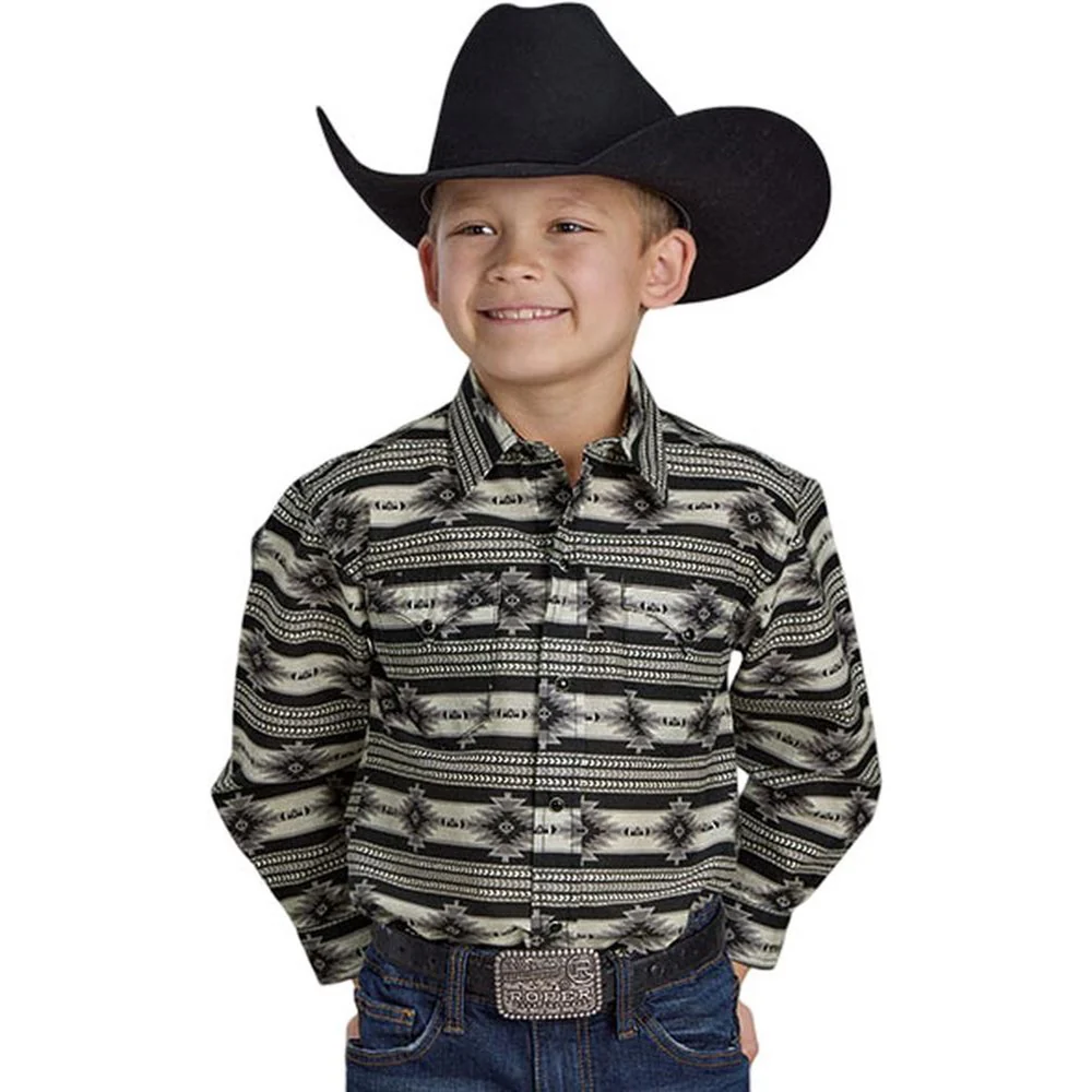 Roper - Boys Long Sleeve Aztec Print Shirt - Image 2