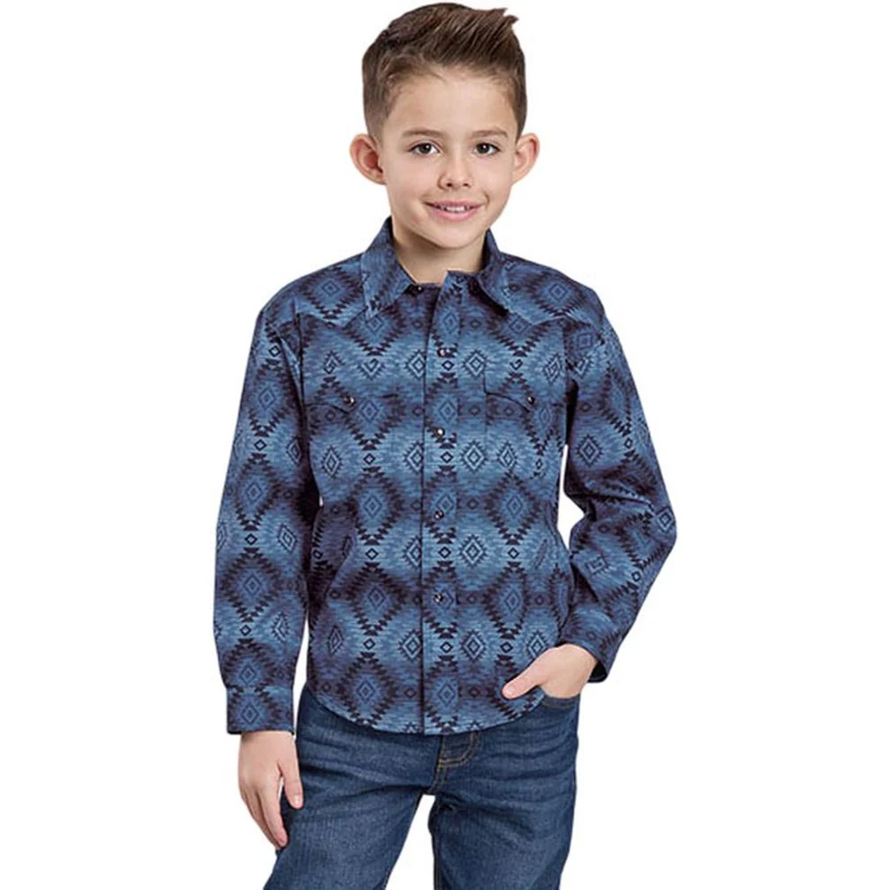 Roper - Boys Long Sleeve Aztec Print Shirt - Image 2