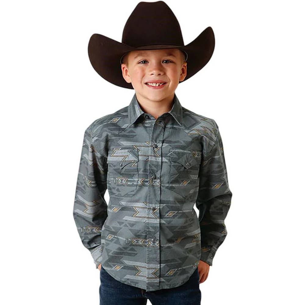 Roper - Boys Long Sleeve Aztec Print Shirt