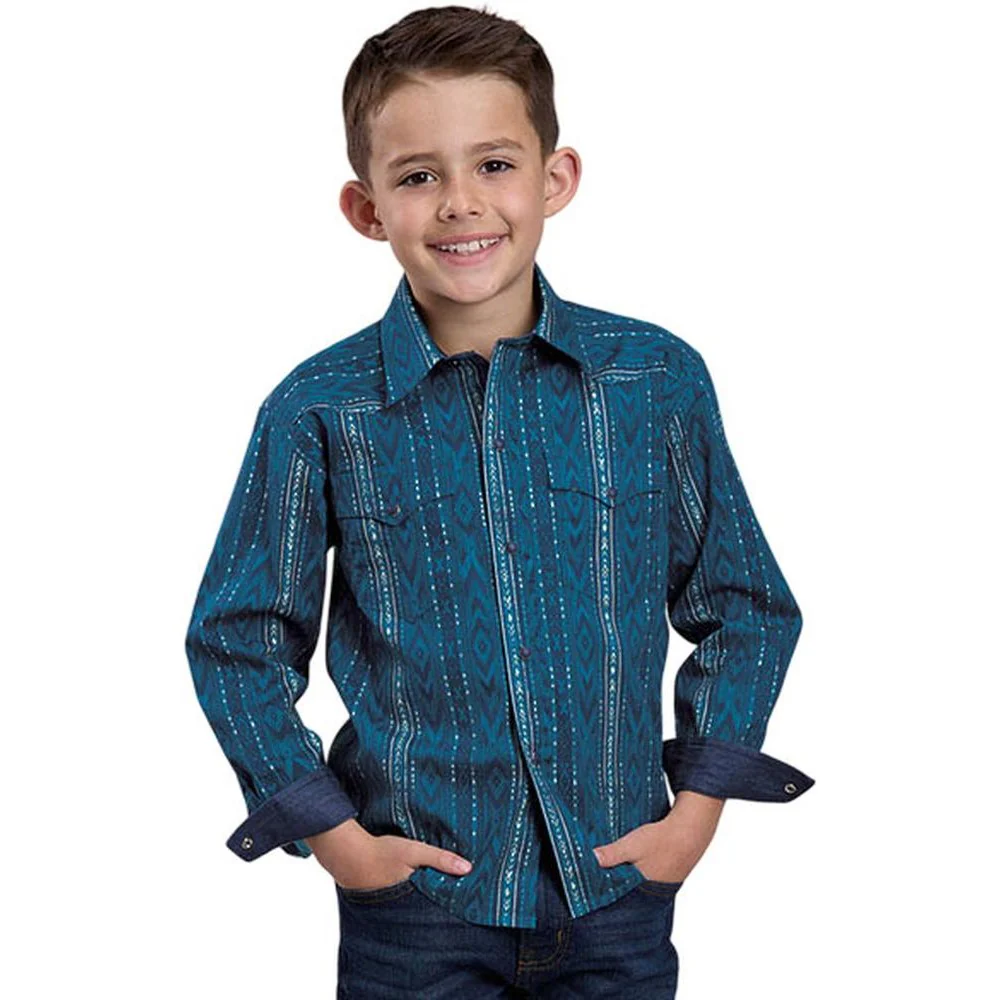 Roper - Boys Long Sleeve Aztec Print Shirt - Image 2