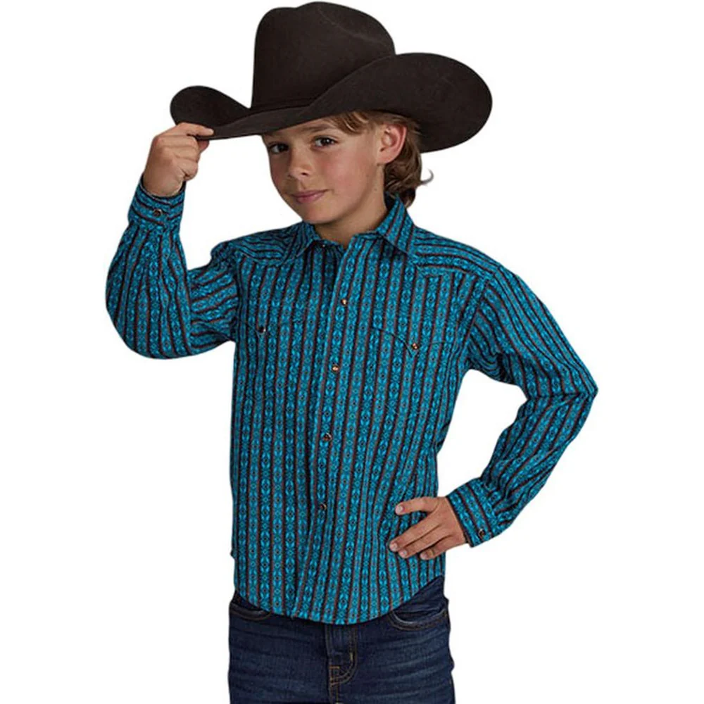 Roper - Boys Long Sleeve Aztec Print Shirt - Image 2