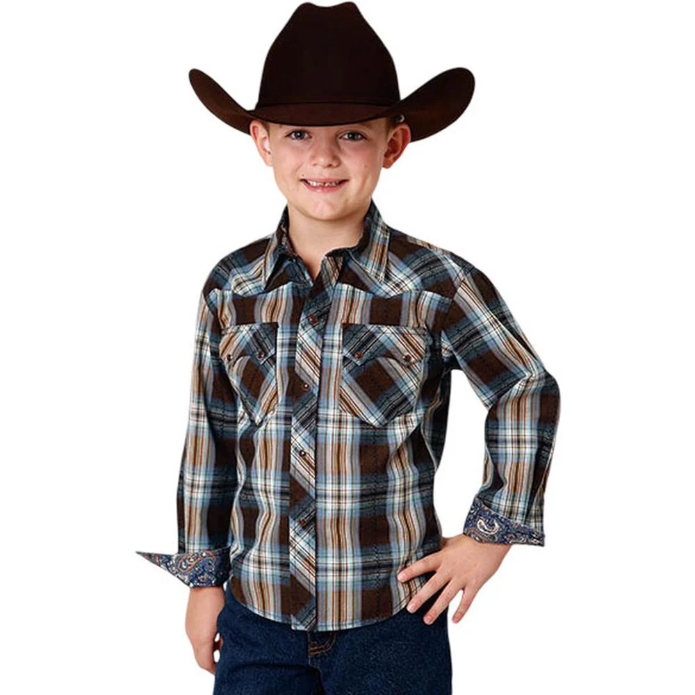 Roper - Boys Long Sleeve Plaid Shirt