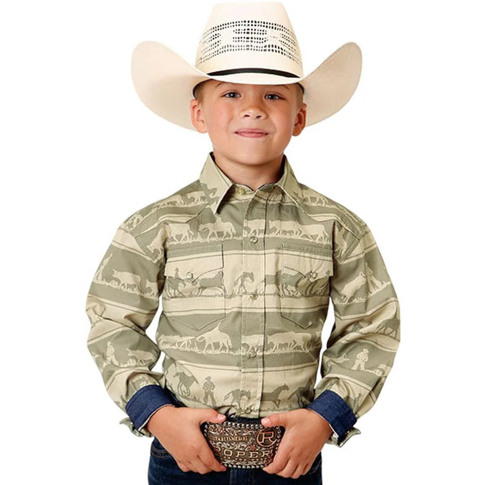 Roper - Boys Long Sleeve Vintage Style Shirt - Image 2