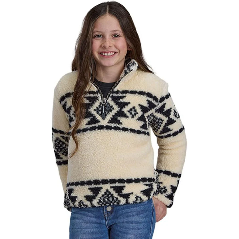 Roper - Girls Active Top Fuzzy Polar Fleece Pullover Quarter Zip