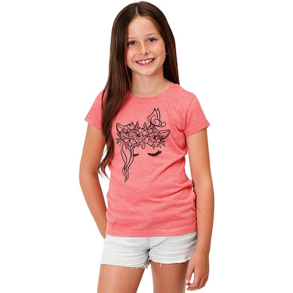 Roper - Girls Coral Jersey Knit Short Sleeve T-Shirt - Image 2