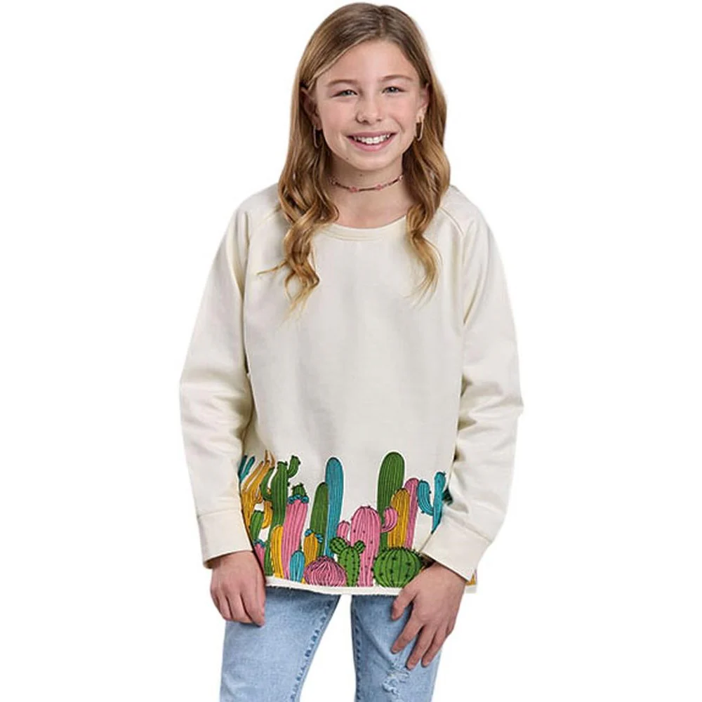 Roper - Girls Fall I Five Star Cream Cotton Fleece Long Sleeve Sweatshirt - Image 2