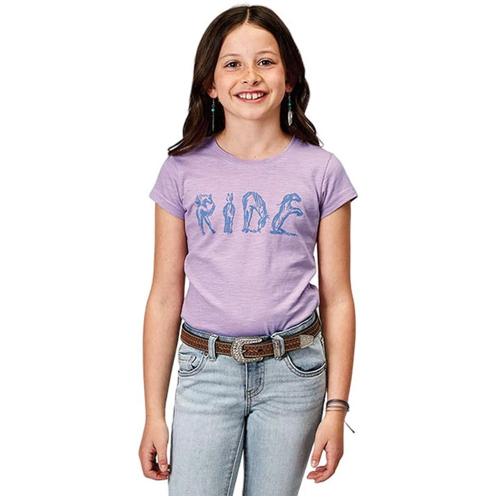 Roper - Girls Spring II Five Star Lilac Slub Jersey Knit Short Sleeve T-Shirt - Image 2